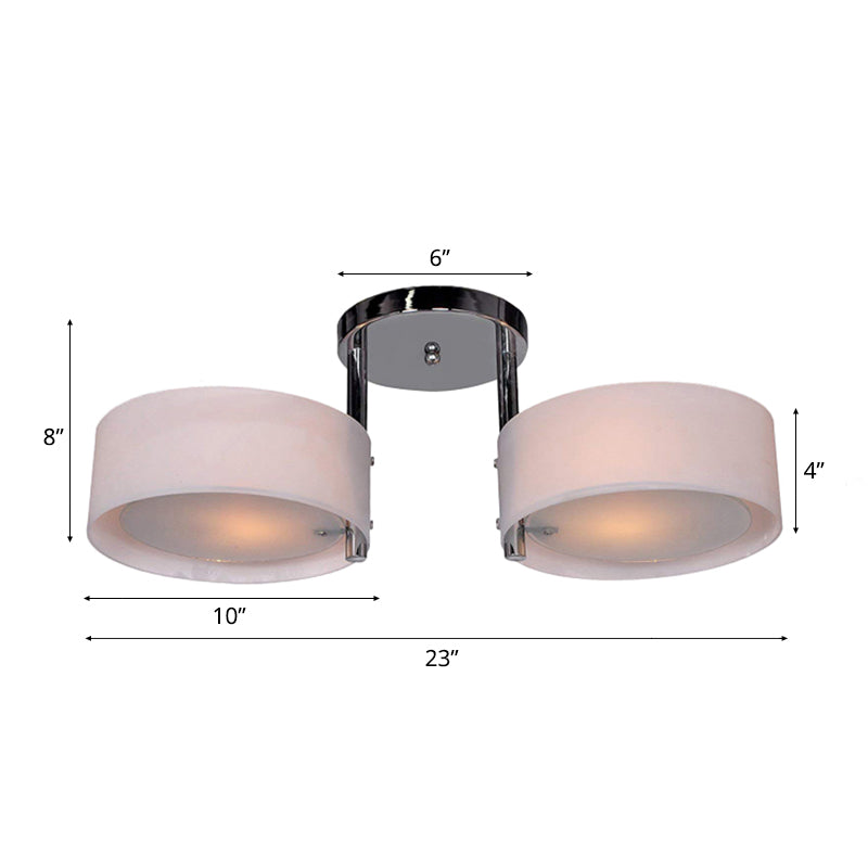 1/2/3 Lights Living Room Semi Flush Ceiling Light Fixture with Drum Acrylic Shade Silver Ceiling Light Fixture Clearhalo 'Ceiling Lights' 'Close To Ceiling Lights' 'Close to ceiling' 'Semi-flushmount' Lighting' 106210