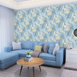 33' x 20.5" Countryside Wallpaper Roll for Bedroom Decoration with Dense Flower Pattern in Soft Color Blue Clearhalo 'Country wall decor' 'Rustic' 'Wallpaper' Wall Decor' 1062227