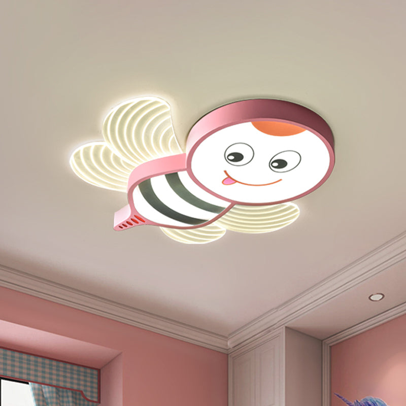 Cartoon Bee Shape Flushmount Lighting Acrylic LED Bedroom Flush Mount Fixture in White/Pink/Yellow Clearhalo 'Ceiling Lights' 'Close To Ceiling Lights' 'Close to ceiling' 'Flush mount' Lighting' 1062334