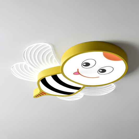 Cartoon Bee Shape Flushmount Lighting Acrylic LED Bedroom Flush Mount Fixture in White/Pink/Yellow Clearhalo 'Ceiling Lights' 'Close To Ceiling Lights' 'Close to ceiling' 'Flush mount' Lighting' 1062340