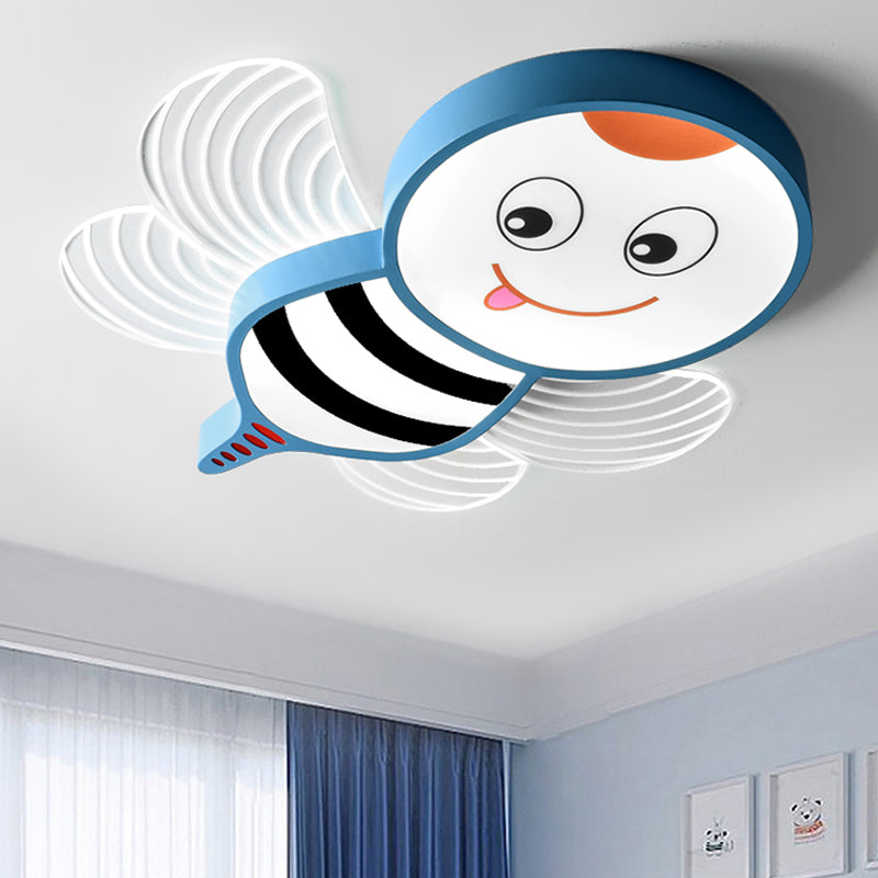 Cartoon Bee Shape Flushmount Lighting Acrylic LED Bedroom Flush Mount Fixture in White/Pink/Yellow Blue Clearhalo 'Ceiling Lights' 'Close To Ceiling Lights' 'Close to ceiling' 'Flush mount' Lighting' 1062341