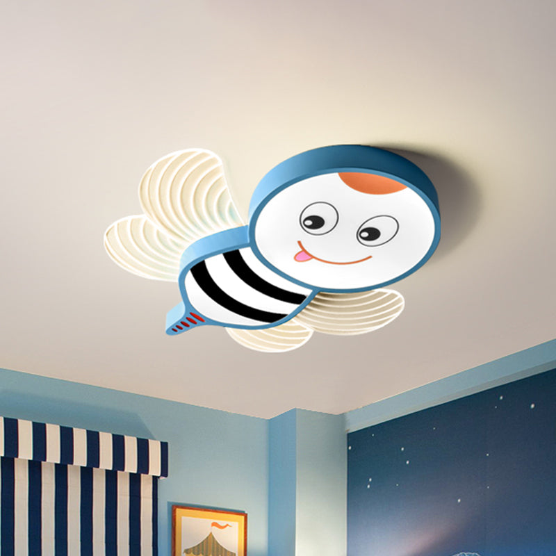 Cartoon Bee Shape Flushmount Lighting Acrylic LED Bedroom Flush Mount Fixture in White/Pink/Yellow Clearhalo 'Ceiling Lights' 'Close To Ceiling Lights' 'Close to ceiling' 'Flush mount' Lighting' 1062342