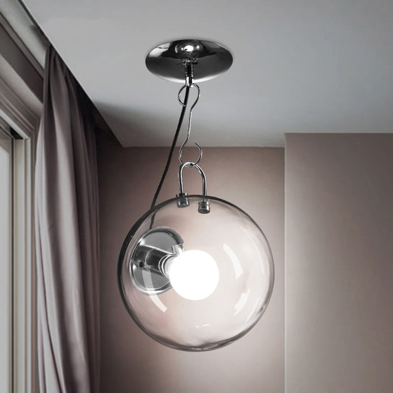 10"/12" Wide Ball Semi Flush Light Modern Clear Glass 1 Light Clear Semi Flush Mount Light Clear Clearhalo 'Ceiling Lights' 'Close To Ceiling Lights' 'Close to ceiling' 'Glass shade' 'Glass' 'Semi-flushmount' Lighting' 106235