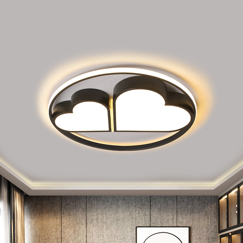 Nordic Style LED Flushmount with Acrylic Shade Black Finish Dual Loving Heart Ceiling Mounted Fixture Clearhalo 'Ceiling Lights' 'Close To Ceiling Lights' 'Close to ceiling' 'Flush mount' Lighting' 1062386