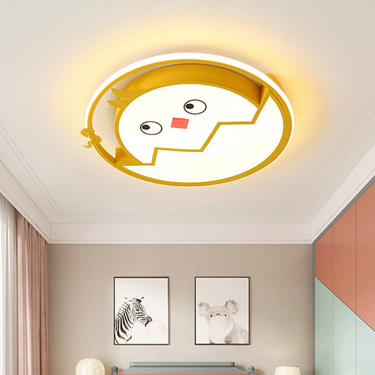 Broken Shell Chicken Flush Lamp Fixture Cartoon Acrylic LED Bedroom Flush Mount in Yellow, White/Warm Light Yellow Clearhalo 'Ceiling Lights' 'Close To Ceiling Lights' 'Close to ceiling' 'Flush mount' Lighting' 1062393