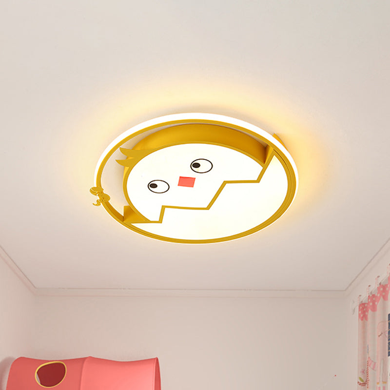 Broken Shell Chicken Flush Lamp Fixture Cartoon Acrylic LED Bedroom Flush Mount in Yellow, White/Warm Light Clearhalo 'Ceiling Lights' 'Close To Ceiling Lights' 'Close to ceiling' 'Flush mount' Lighting' 1062394