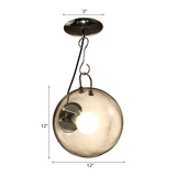 10"/12" Wide Ball Semi Flush Light Modern Clear Glass 1 Light Clear Semi Flush Mount Light Clearhalo 'Ceiling Lights' 'Close To Ceiling Lights' 'Close to ceiling' 'Glass shade' 'Glass' 'Semi-flushmount' Lighting' 106239