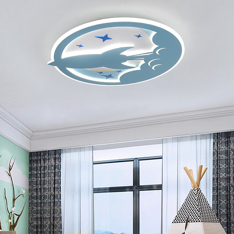 Nordic Aircraft Flush Mount Fixture Acrylic LED Bedroom Flushmount Lighting in Blue Blue Clearhalo 'Ceiling Lights' 'Close To Ceiling Lights' 'Close to ceiling' 'Flush mount' Lighting' 1062401