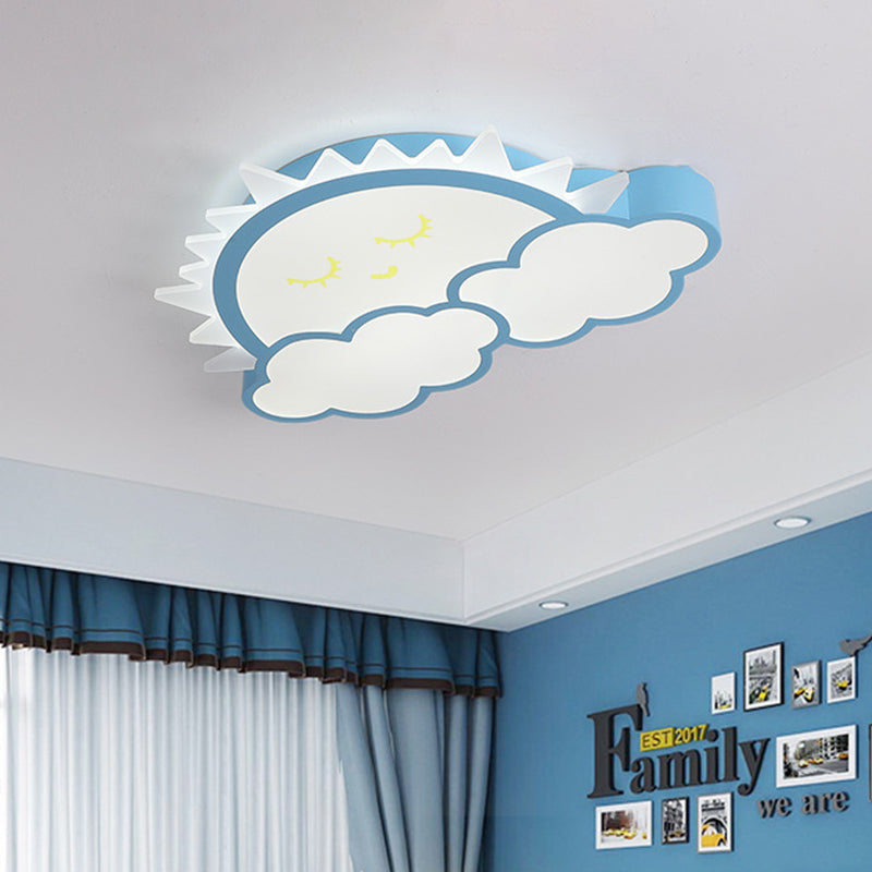 Sun and Cloud Kids Room Ceiling Flush Mount Acrylic LED Nordic Flush Light Fixture in Yellow/Blue/Pink Clearhalo 'Ceiling Lights' 'Close To Ceiling Lights' 'Close to ceiling' 'Flush mount' Lighting' 1062410