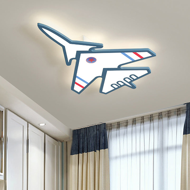 Cartoon Aircraft Flush Mount Lighting Acrylic LED Kid-Bedroom Flush Ceiling Lamp in White/Blue Blue Clearhalo 'Ceiling Lights' 'Close To Ceiling Lights' 'Close to ceiling' 'Flush mount' Lighting' 1062438