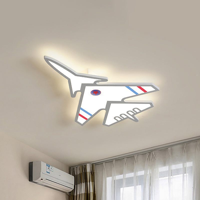 Cartoon Aircraft Flush Mount Lighting Acrylic LED Kid-Bedroom Flush Ceiling Lamp in White/Blue White Clearhalo 'Ceiling Lights' 'Close To Ceiling Lights' 'Close to ceiling' 'Flush mount' Lighting' 1062442