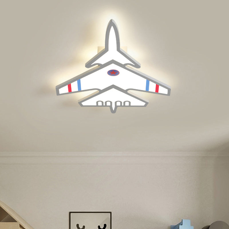 Cartoon Aircraft Flush Mount Lighting Acrylic LED Kid-Bedroom Flush Ceiling Lamp in White/Blue Clearhalo 'Ceiling Lights' 'Close To Ceiling Lights' 'Close to ceiling' 'Flush mount' Lighting' 1062443