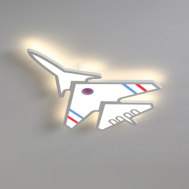 Cartoon Aircraft Flush Mount Lighting Acrylic LED Kid-Bedroom Flush Ceiling Lamp in White/Blue Clearhalo 'Ceiling Lights' 'Close To Ceiling Lights' 'Close to ceiling' 'Flush mount' Lighting' 1062445