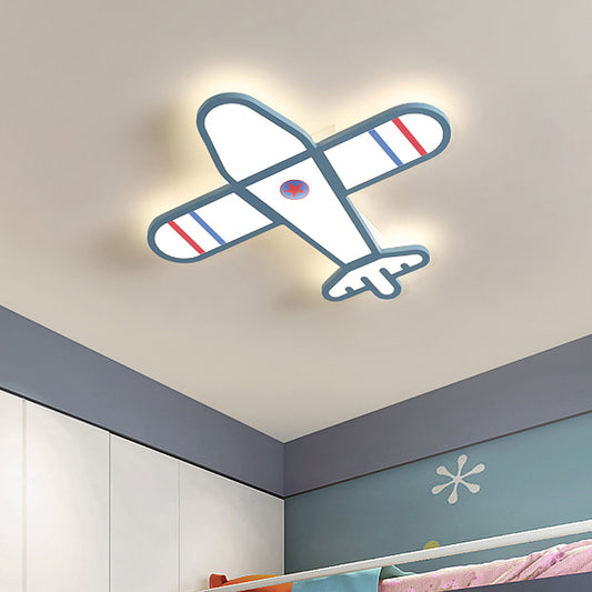 Plane Shaped Flushmount Light Cartoon Acrylic LED Bedroom Flush Mounted Lamp in White/Blue Clearhalo 'Ceiling Lights' 'Close To Ceiling Lights' 'Close to ceiling' 'Flush mount' Lighting' 1062447