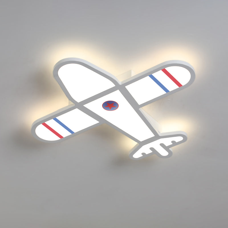 Plane Shaped Flushmount Light Cartoon Acrylic LED Bedroom Flush Mounted Lamp in White/Blue Clearhalo 'Ceiling Lights' 'Close To Ceiling Lights' 'Close to ceiling' 'Flush mount' Lighting' 1062453