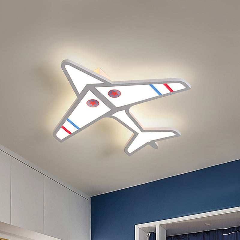 Acrylic Airplane Ceiling Mounted Fixture Cartoon LED White/Blue Flush Lighting for Child Bedroom White Clearhalo 'Ceiling Lights' 'Close To Ceiling Lights' 'Close to ceiling' 'Flush mount' Lighting' 1062458