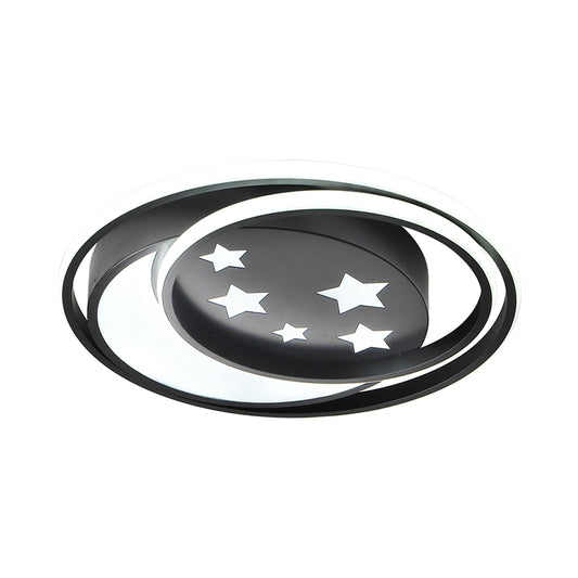 Black Finish Round Flush Mount Fixture Nordic LED Acrylic Flushmount Lighting with Star Pattern for Bedroom Clearhalo 'Ceiling Lights' 'Close To Ceiling Lights' 'Close to ceiling' 'Flush mount' Lighting' 1062472