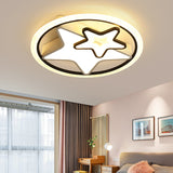 Dual Star Flush Lighting Nordic Acrylic LED Bedroom Ceiling Mounted Fixture in White and Black Black-White Clearhalo 'Ceiling Lights' 'Close To Ceiling Lights' 'Close to ceiling' 'Flush mount' Lighting' 1062474