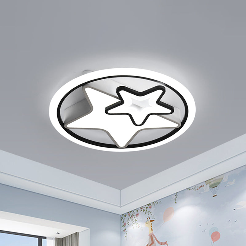 Dual Star Flush Lighting Nordic Acrylic LED Bedroom Ceiling Mounted Fixture in White and Black Clearhalo 'Ceiling Lights' 'Close To Ceiling Lights' 'Close to ceiling' 'Flush mount' Lighting' 1062475