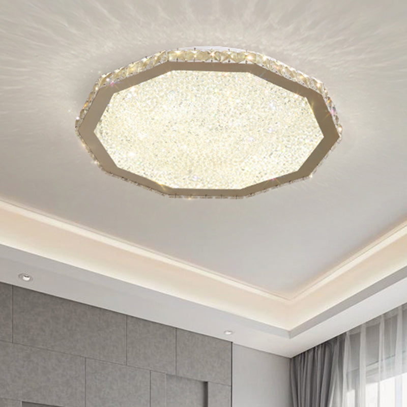 Polygon Crystal Flush Mount Fixture Modern LED Stainless-Steel Flush Ceiling Light for Living Room Clearhalo 'Ceiling Lights' 'Close To Ceiling Lights' 'Close to ceiling' 'Flush mount' Lighting' 1062580