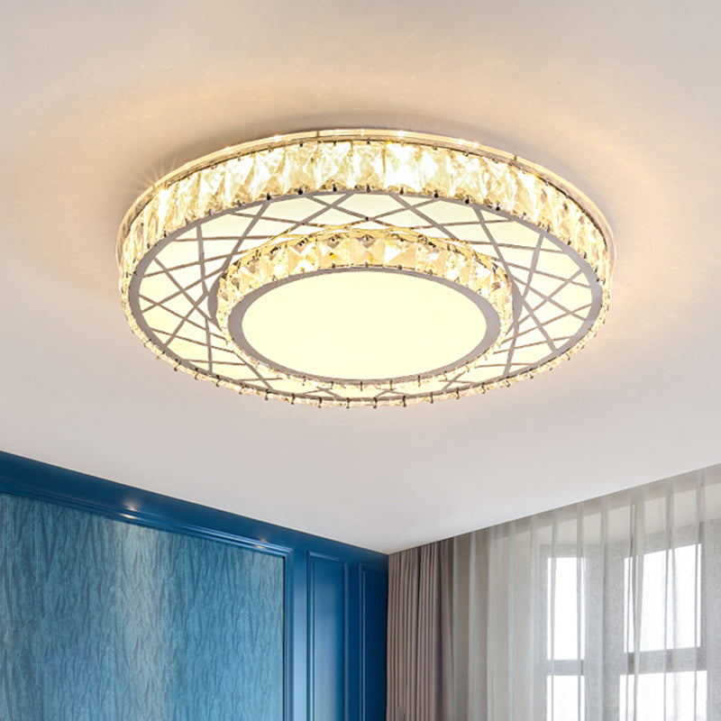 Stainless-Steel Round Ceiling Mounted Lamp Modernism LED Crystal Flush Light Fixture for Bedroom Clearhalo 'Ceiling Lights' 'Close To Ceiling Lights' 'Close to ceiling' 'Flush mount' Lighting' 1062596