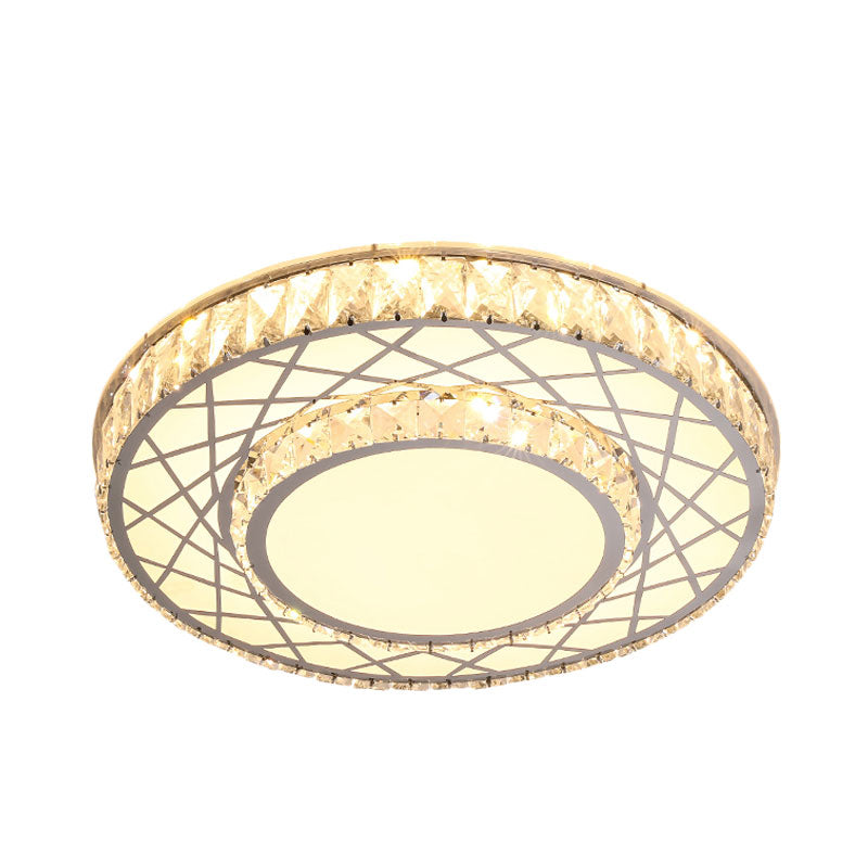 Stainless-Steel Round Ceiling Mounted Lamp Modernism LED Crystal Flush Light Fixture for Bedroom Clearhalo 'Ceiling Lights' 'Close To Ceiling Lights' 'Close to ceiling' 'Flush mount' Lighting' 1062597