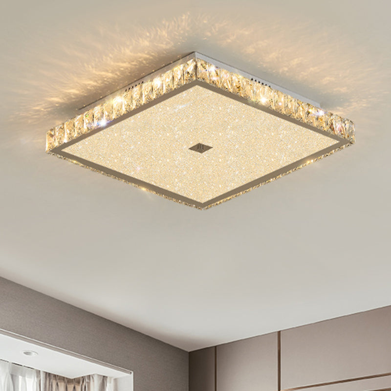 Squared Bedroom Flush Lighting Faceted Crystal LED Modern Flush Mounted Lamp in Nickel Nickel Clearhalo 'Ceiling Lights' 'Close To Ceiling Lights' 'Close to ceiling' 'Flush mount' Lighting' 1062599