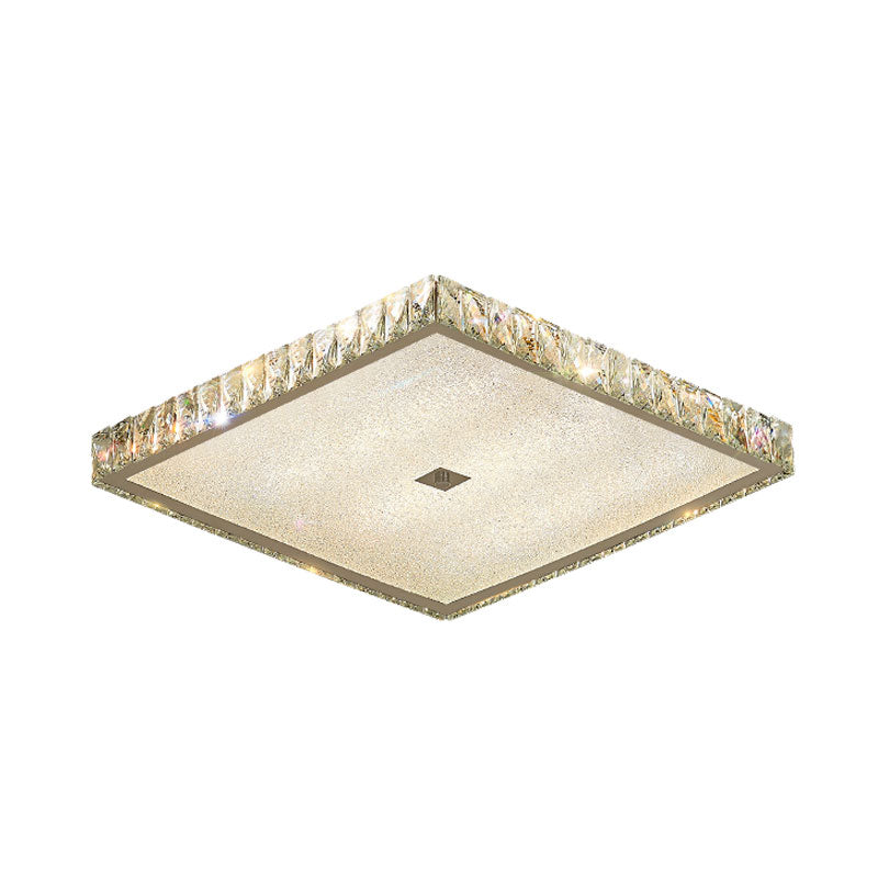 Squared Bedroom Flush Lighting Faceted Crystal LED Modern Flush Mounted Lamp in Nickel Clearhalo 'Ceiling Lights' 'Close To Ceiling Lights' 'Close to ceiling' 'Flush mount' Lighting' 1062601