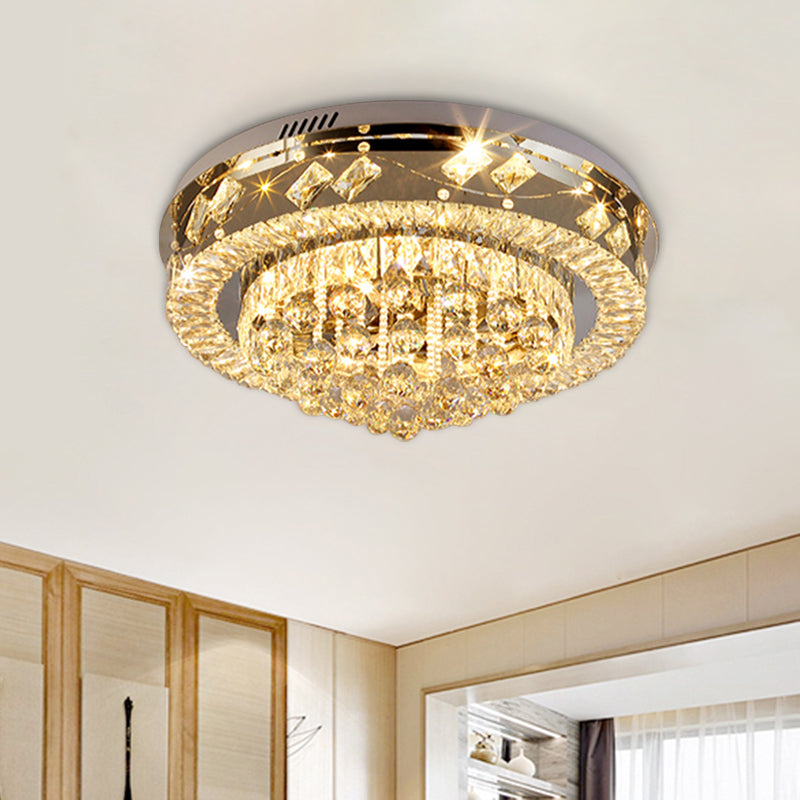 Round Flush Ceiling Lighting Modernism Clear Beveled Crystal LED Bedroom Flush Mounted Lamp Clear Clearhalo 'Ceiling Lights' 'Close To Ceiling Lights' 'Close to ceiling' 'Flush mount' Lighting' 1062627