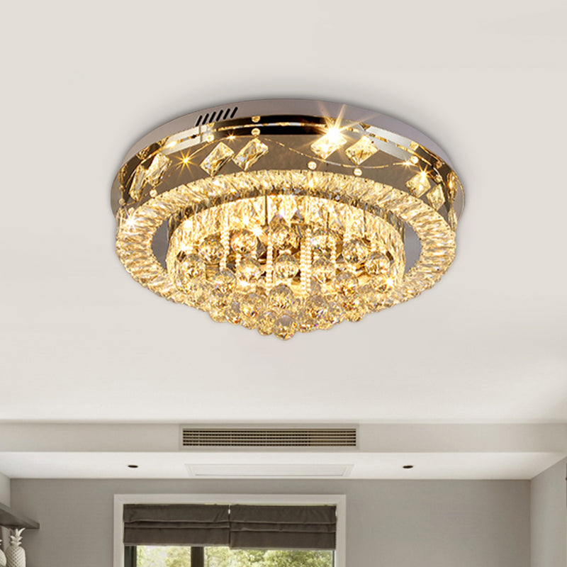 Round Flush Ceiling Lighting Modernism Clear Beveled Crystal LED Bedroom Flush Mounted Lamp Clearhalo 'Ceiling Lights' 'Close To Ceiling Lights' 'Close to ceiling' 'Flush mount' Lighting' 1062628