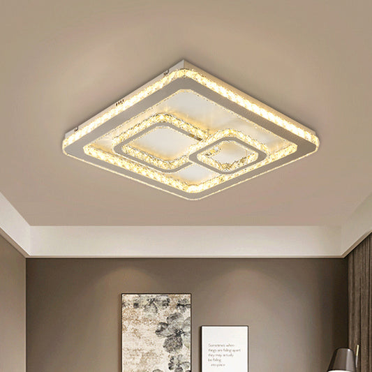 Minimal Squared Ceiling Mounted Lamp Crystal Block LED Bedroom Flushmount Light in Nickel Nickel Clearhalo 'Ceiling Lights' 'Close To Ceiling Lights' 'Close to ceiling' 'Flush mount' Lighting' 1062631