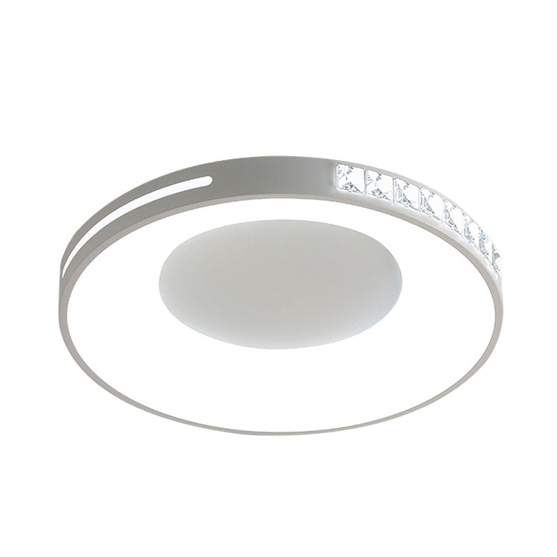 White Finish Round Ceiling Flush Mount Simplicity LED Metal Flush Light Fixture for Bedroom Clearhalo 'Ceiling Lights' 'Close To Ceiling Lights' 'Close to ceiling' 'Flush mount' Lighting' 1062649