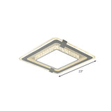 Metal Square Flushmount Lighting Minimalist LED Grey Flush Mount Fixture with Crystal Block Detail Clearhalo 'Ceiling Lights' 'Close To Ceiling Lights' 'Close to ceiling' 'Flush mount' Lighting' 1062654