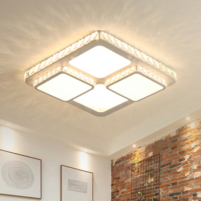 Splicing Square Flush Light Fixture Modern Crystal Block LED White Flush Ceiling Lamp White Clearhalo 'Ceiling Lights' 'Close To Ceiling Lights' 'Close to ceiling' 'Flush mount' Lighting' 1062655