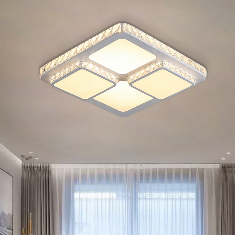 Splicing Square Flush Light Fixture Modern Crystal Block LED White Flush Ceiling Lamp Clearhalo 'Ceiling Lights' 'Close To Ceiling Lights' 'Close to ceiling' 'Flush mount' Lighting' 1062656