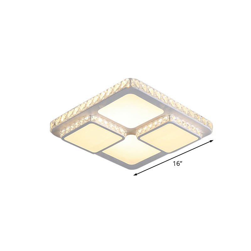 Splicing Square Flush Light Fixture Modern Crystal Block LED White Flush Ceiling Lamp Clearhalo 'Ceiling Lights' 'Close To Ceiling Lights' 'Close to ceiling' 'Flush mount' Lighting' 1062658