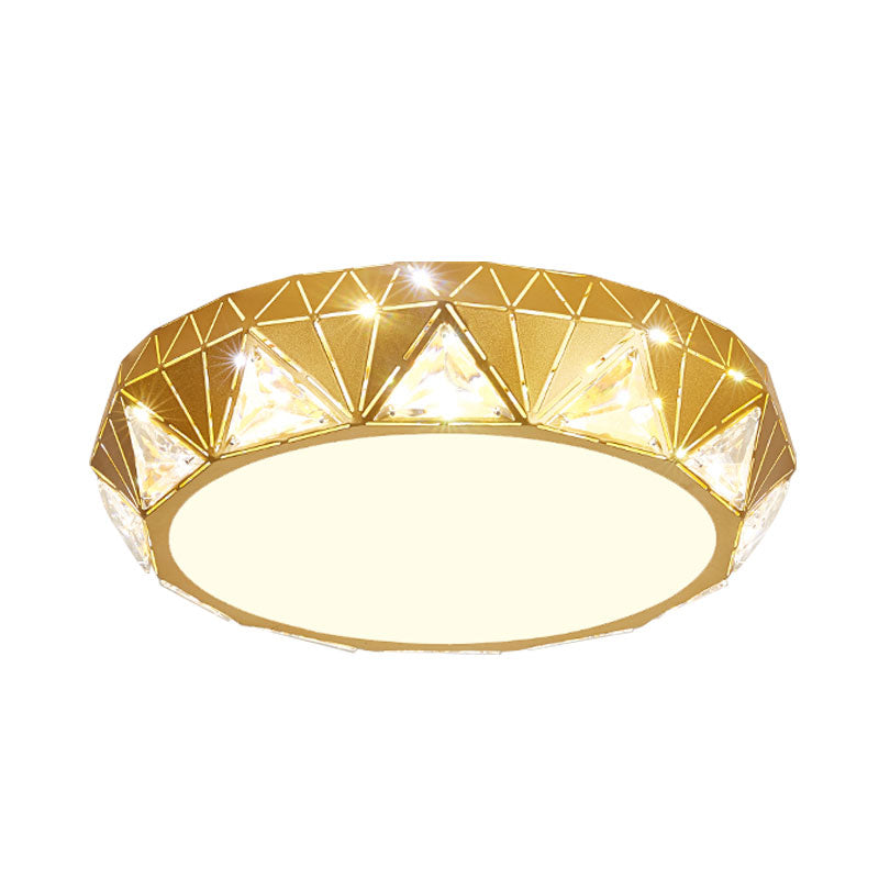 Gold Finish Geometric Drum Flush Mount Fixture Contemporary Triangle Crystal LED Ceiling Flush Clearhalo 'Ceiling Lights' 'Close To Ceiling Lights' 'Close to ceiling' 'Flush mount' Lighting' 1062670