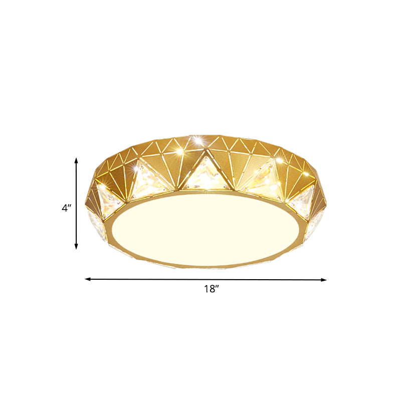 Gold Finish Geometric Drum Flush Mount Fixture Contemporary Triangle Crystal LED Ceiling Flush Clearhalo 'Ceiling Lights' 'Close To Ceiling Lights' 'Close to ceiling' 'Flush mount' Lighting' 1062671