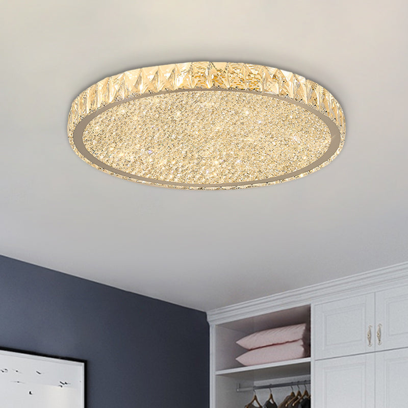 Clear Beveled Crystal Round Ceiling Flush Mount Minimal LED Flushmount Lighting for Bedroom Clearhalo 'Ceiling Lights' 'Close To Ceiling Lights' 'Close to ceiling' 'Flush mount' Lighting' 1062690