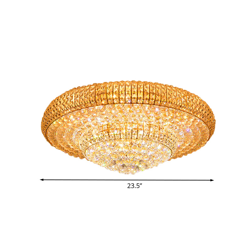 2-Layer Round Ceiling Mounted Fixture Contemporary Clear Crystal Living Room LED Flush Light Clearhalo 'Ceiling Lights' 'Close To Ceiling Lights' 'Close to ceiling' 'Flush mount' Lighting' 1062700