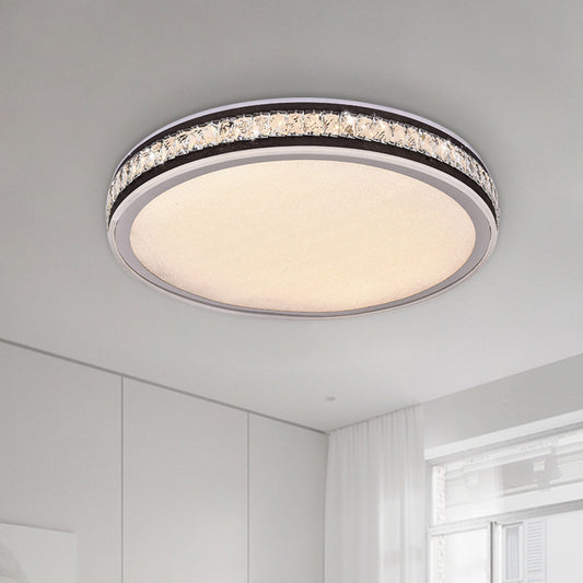 Black Finish Round Flushmount Ceiling Lamp Minimal LED Crystal Flush Mount Fixture Black Clearhalo 'Ceiling Lights' 'Close To Ceiling Lights' 'Close to ceiling' 'Flush mount' Lighting' 1062721