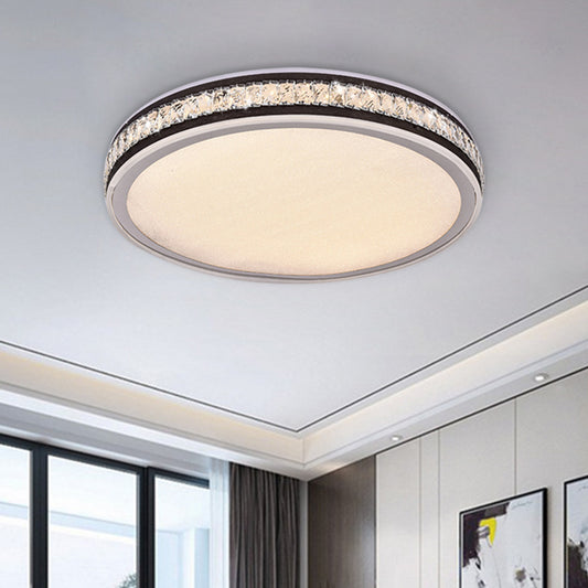 Black Finish Round Flushmount Ceiling Lamp Minimal LED Crystal Flush Mount Fixture Clearhalo 'Ceiling Lights' 'Close To Ceiling Lights' 'Close to ceiling' 'Flush mount' Lighting' 1062722