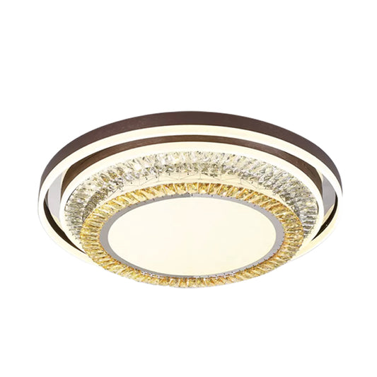 Round Living Room Flush Lighting Crystal Block LED Modernism Flush Mounted Lamp in Brown Clearhalo 'Ceiling Lights' 'Close To Ceiling Lights' 'Close to ceiling' 'Flush mount' Lighting' 1062727