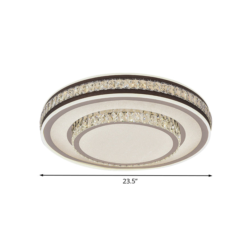 Crystal Block 2-Layer Circle Ceiling Flush Modernism LED Black Flushmount Lighting Clearhalo 'Ceiling Lights' 'Close To Ceiling Lights' 'Close to ceiling' 'Flush mount' Lighting' 1062732