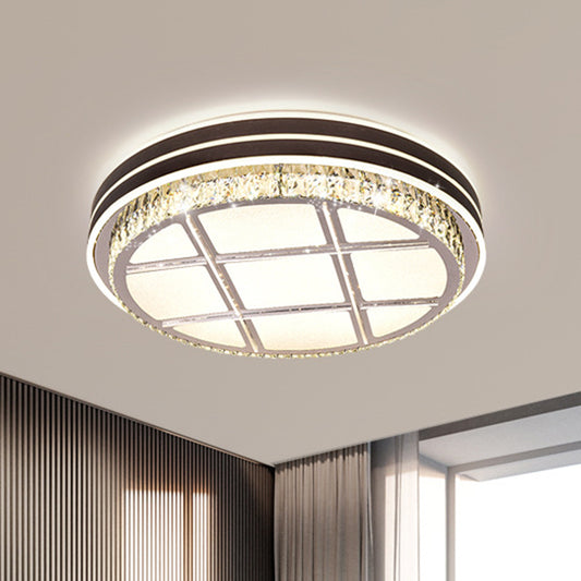 Modern Round Ceiling Mounted Fixture Crystal Block LED Bedroom Flush Lighting in Brown Brown Clearhalo 'Ceiling Lights' 'Close To Ceiling Lights' 'Close to ceiling' 'Flush mount' Lighting' 1062733