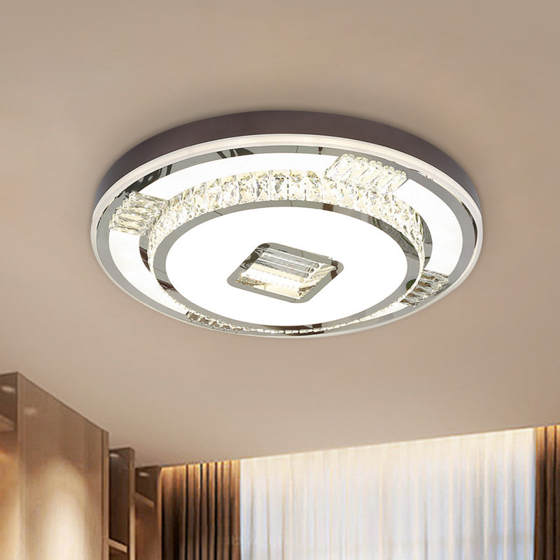 Brown Finish Round Flushmount Lighting Simple LED Crystal Flush Mount Fixture for Bedroom Brown Clearhalo 'Ceiling Lights' 'Close To Ceiling Lights' 'Close to ceiling' 'Flush mount' Lighting' 1062753