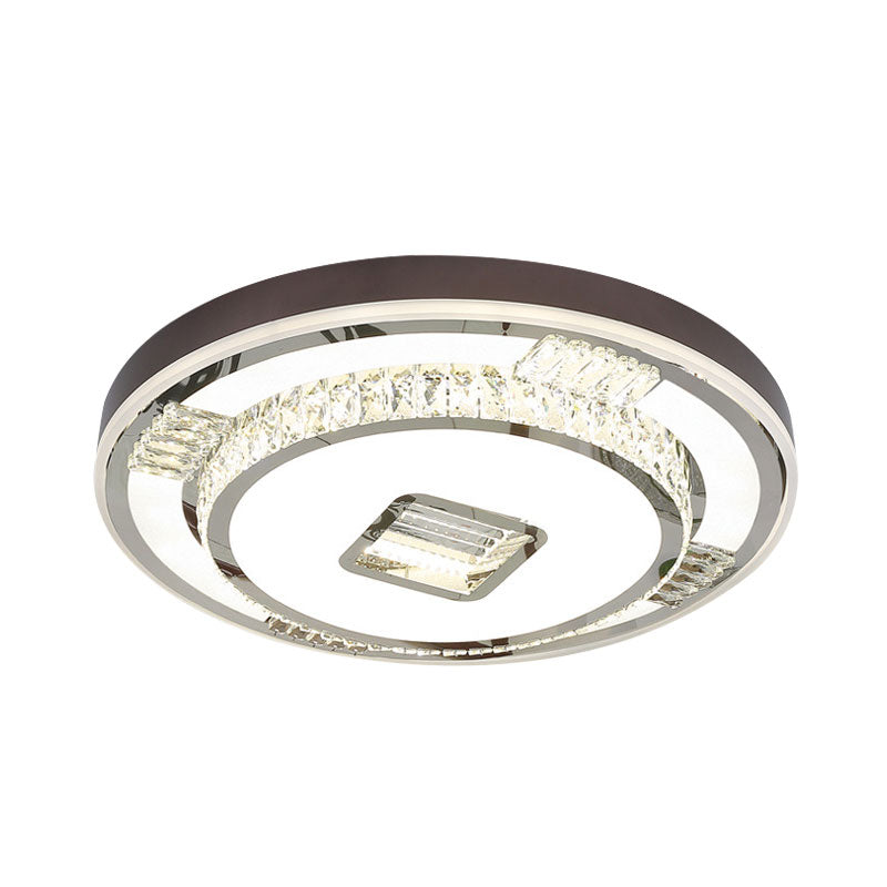 Brown Finish Round Flushmount Lighting Simple LED Crystal Flush Mount Fixture for Bedroom Clearhalo 'Ceiling Lights' 'Close To Ceiling Lights' 'Close to ceiling' 'Flush mount' Lighting' 1062755