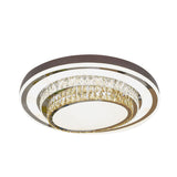 Circular Faceted Crystal Block Flush Lighting Contemporary LED Stainless-Steel Ceiling Mounted Lamp Clearhalo 'Ceiling Lights' 'Close To Ceiling Lights' 'Close to ceiling' 'Flush mount' Lighting' 1062763