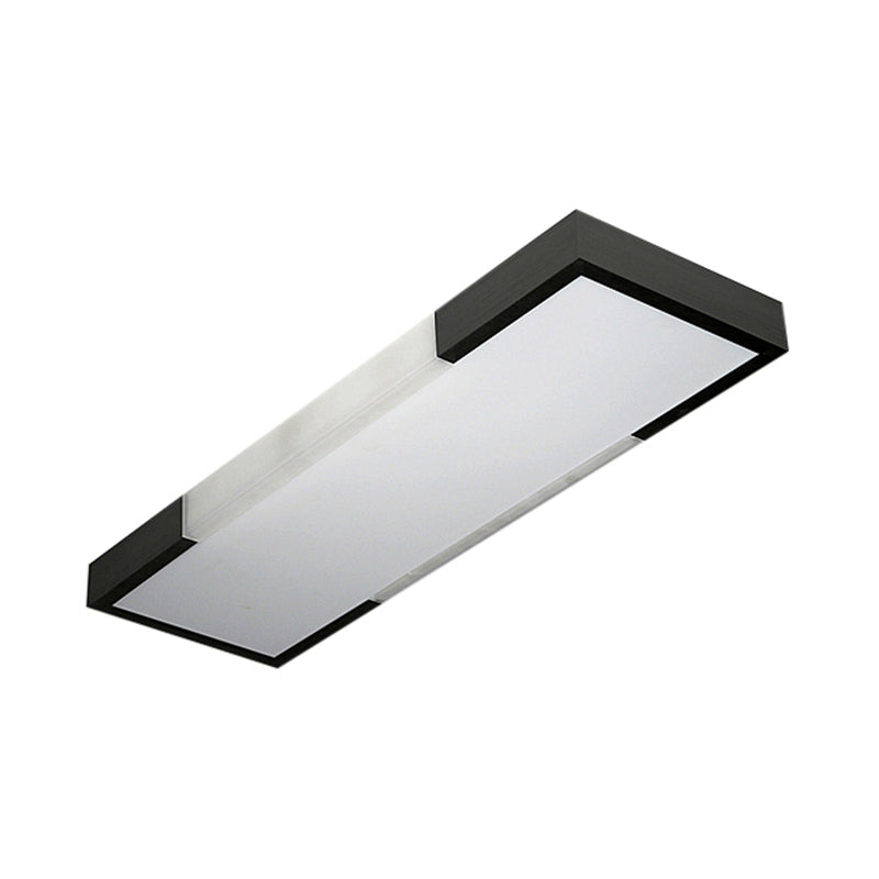 8"/15" Wide Simplicity Rectangular Flush Mount Lamp Metal 24.5"/35.5" Long Led Cloakroom Flush Light Fixture in Black/Silver Clearhalo 'Ceiling Lights' 'Close To Ceiling Lights' 'Close to ceiling' 'Flush mount' Lighting' 106277