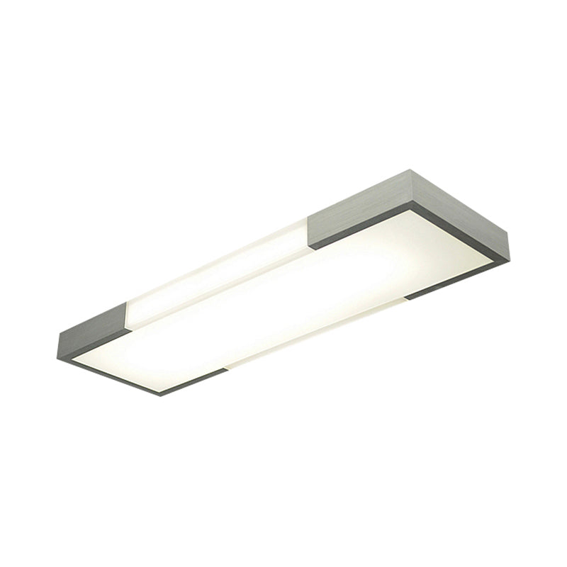 8"/15" Wide Simplicity Rectangular Flush Mount Lamp Metal 24.5"/35.5" Long Led Cloakroom Flush Light Fixture in Black/Silver Clearhalo 'Ceiling Lights' 'Close To Ceiling Lights' 'Close to ceiling' 'Flush mount' Lighting' 106281